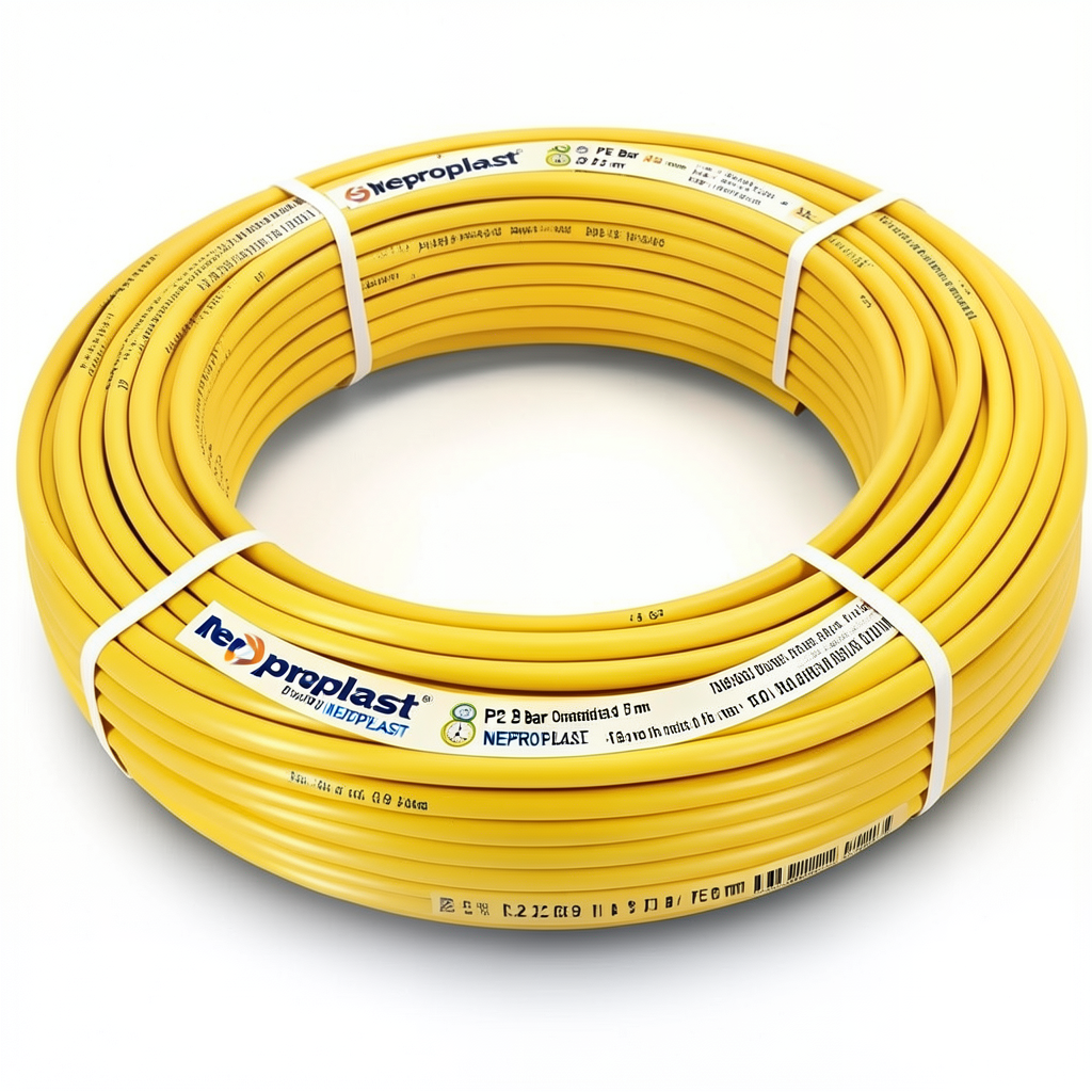 أنابيب HDPE نيبروبلاست PE 80 ضغط 3.2 بار قطر خارجي 75 مم سمك 1.9 مم لون أصفر | نيبروبلاست