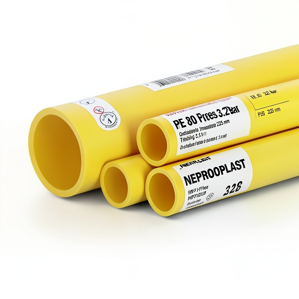 HDPE Pipes PE 80 Pressure 3.2 Bar Outside Diameter 225 mm Thickness 5.5 mm Yellow | NEPROPLAST