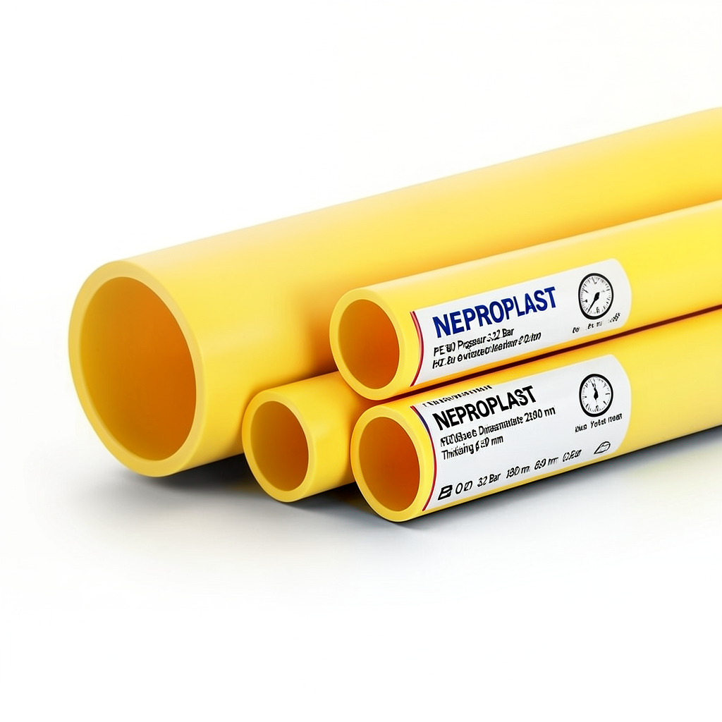 مواسير HDPE نيبروبلاست PE 80 ضغط 3.2 بار قطر خارجي 280 مم سمك 6.9 مم لون أصفر | نيبروبلاست