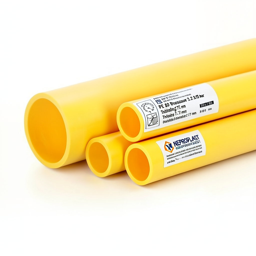 HDPE Pipes PE 80 Pressure 3.2 Bar Outside Diameter 315 mm Thickness 7.7 mm Yellow | NEPROPLAST