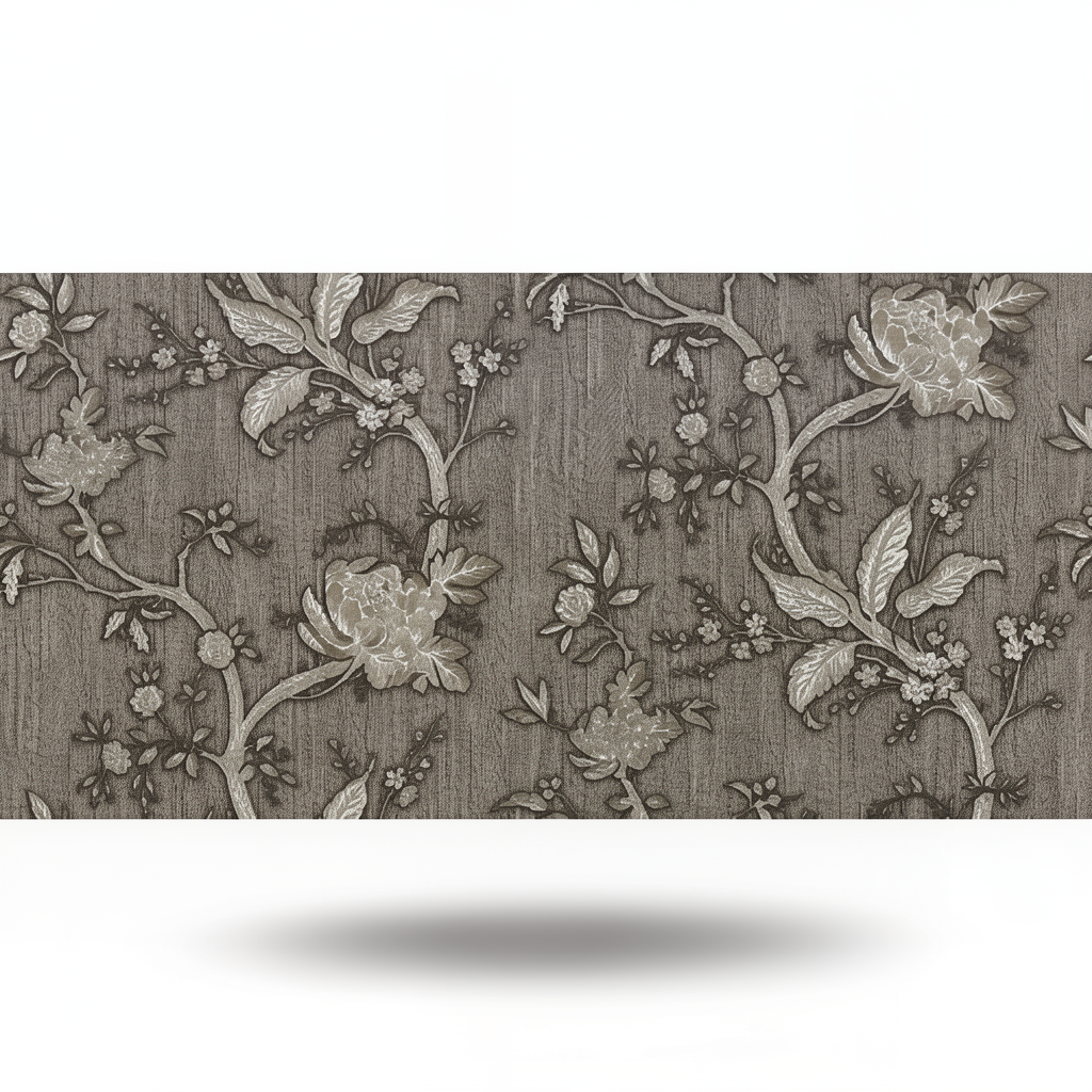 Italian Wall Covering Floral Design 10mx1.06m, Dark Beige