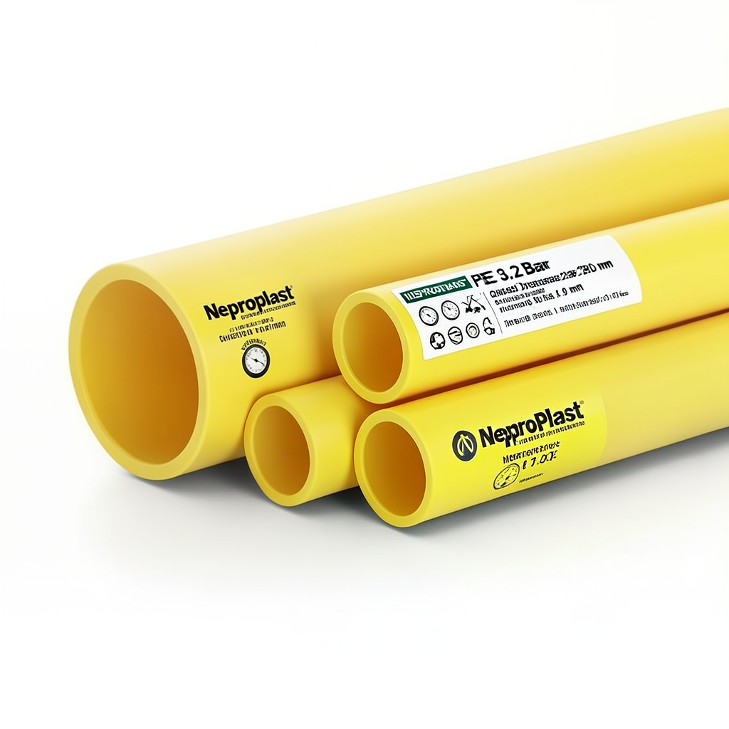 مواسير HDPE نيبروبلاست PE 80 ضغط 3.2 بار قطر خارجي 280 مم سمك 6.9 مم لون أصفر | نيبروبلاست
