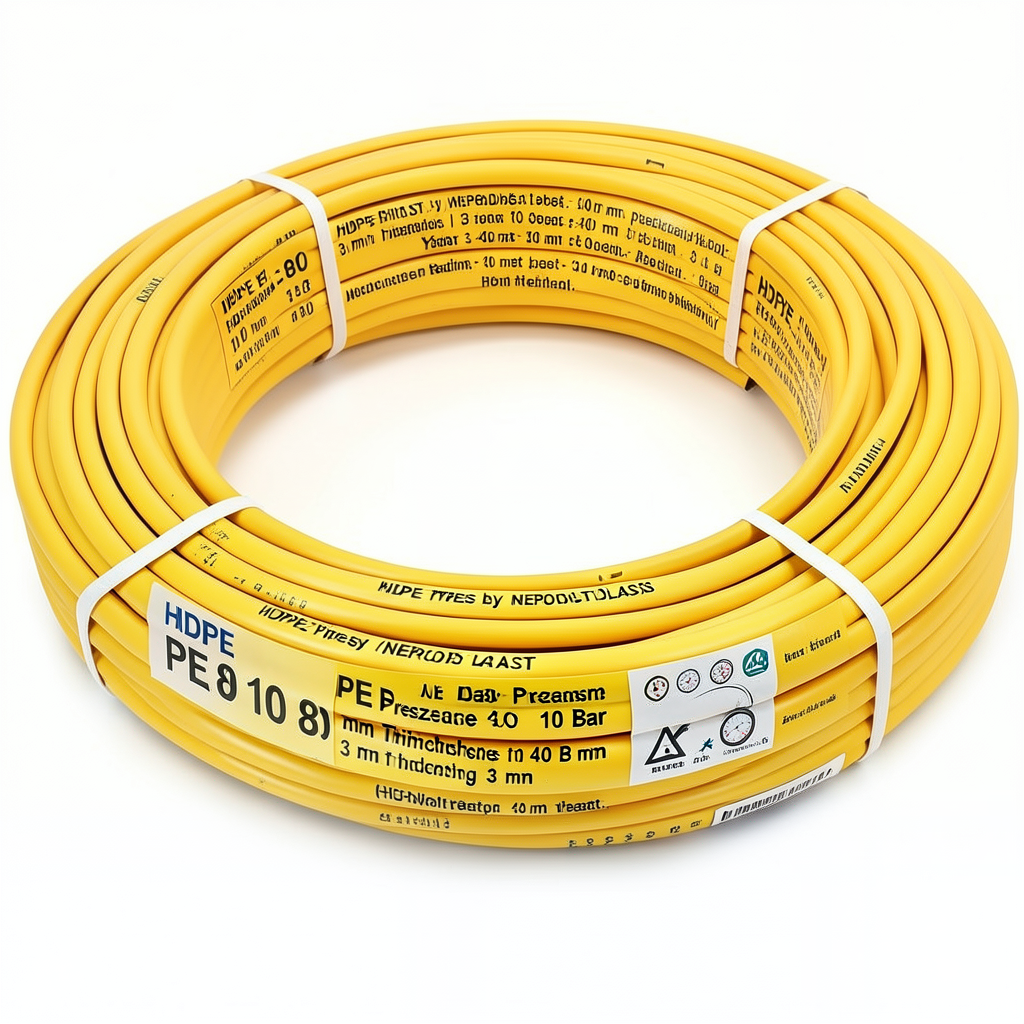 HDPE Pipes PE 80 Pressure 10 Bar 40 mm Diameter 3 mm Thickness Yellow | NEPROPLAST
