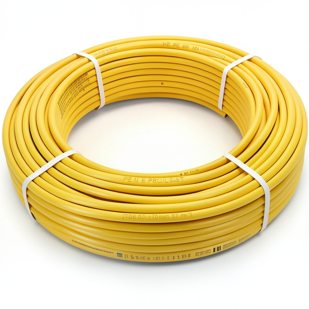 أنابيب HDPE PE 80 ضغط 10 بار قطر خارجي 50 مم سمك 3.7 مم لون أصفر | نيبروبلاست