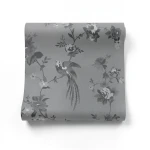 German Floral Wall Covering 10m x 0.53m Gray, Model 440645