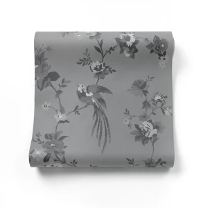 German Floral Wall Covering 10m x 0.53m Gray, Model 440645