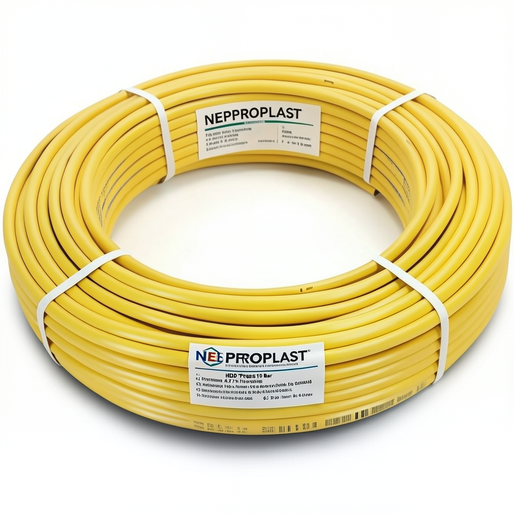 HDPE Pipes PE 80 Pressure 10 Bar 63 mm Diameter 4.7 mm Thickness Yellow | NEPROPLAST