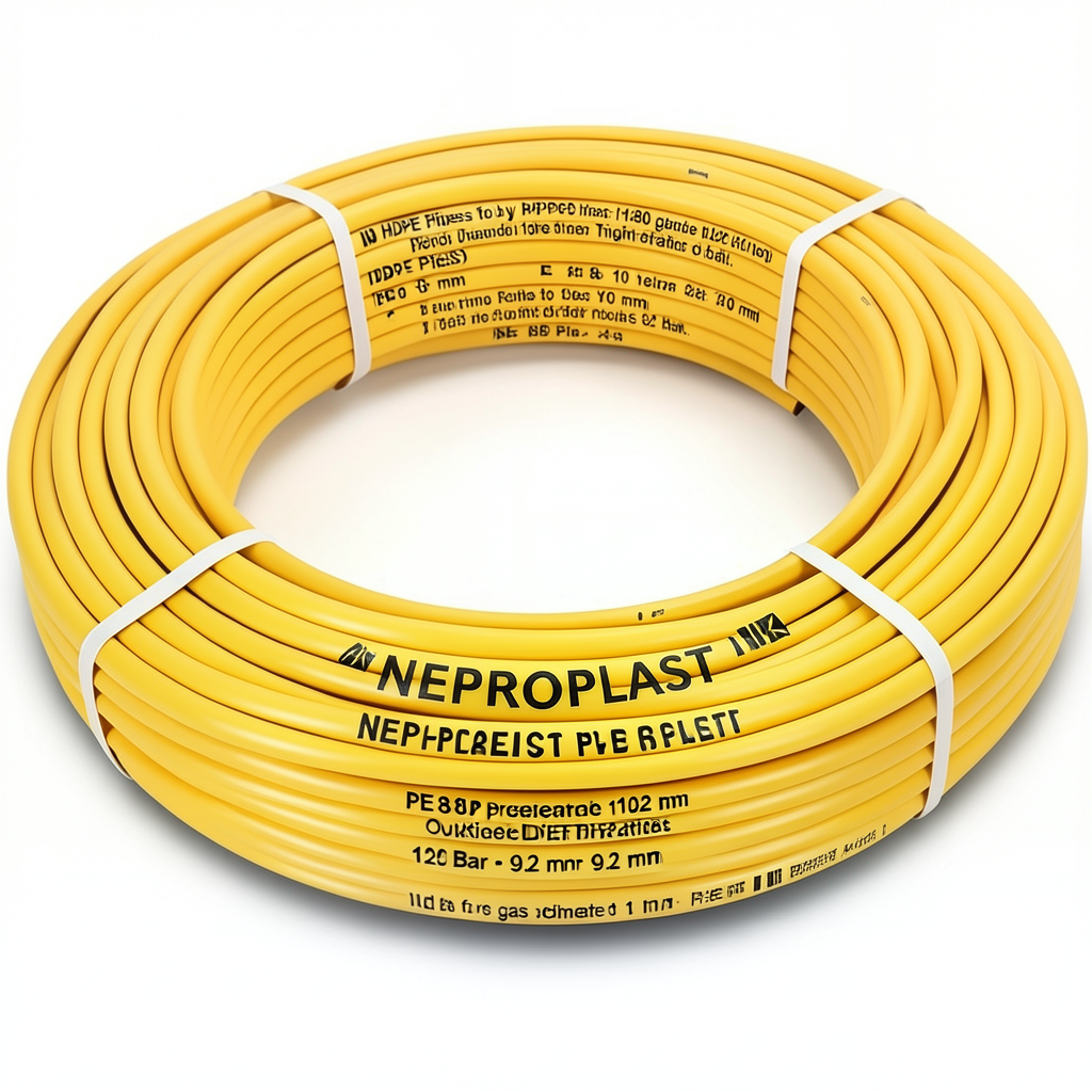 أنابيب HDPE PE 80 ضغط 10 بار قطر خارجي 125 مم سمك 9.2 مم لون أصفر | نيبروبلاست