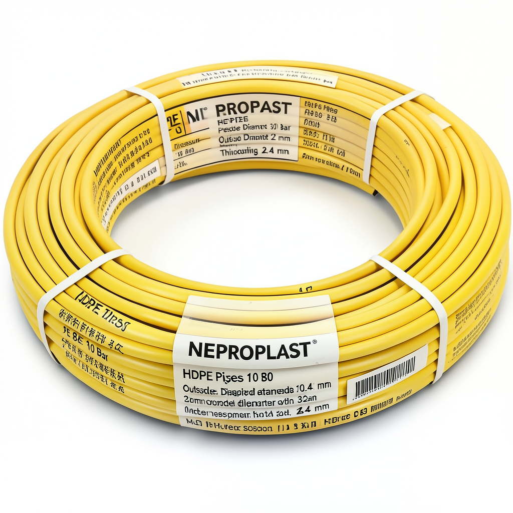 HDPE Pipes PE 80 Pressure 10 Bar Outside Diameter 32 mm Thickness 2.4 mm Yellow | NEPROPLAST