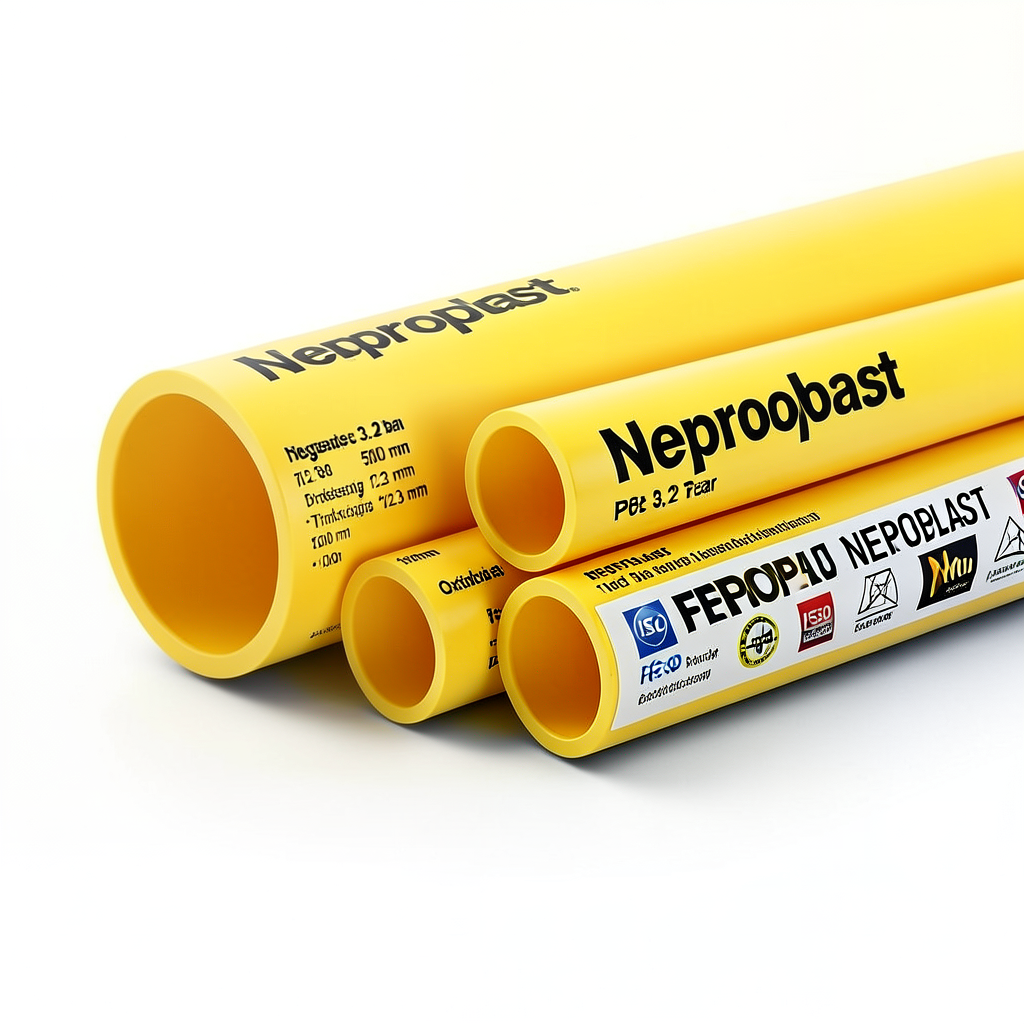 مواسير HDPE نيبروبلاست PE 80 ضغط 3.2 بار قطر خارجي 500 مم سمك 12.3 مم لون أصفر | نيبروبلاست