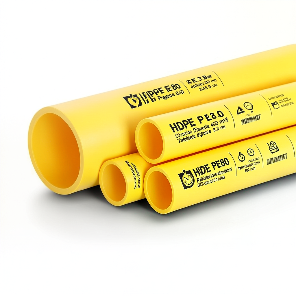 مواسير HDPE PE 80 ضغط 3.2 بار قطر خارجي 400 مم سمك 9.8 مم لون أصفر | نيبروبلاست