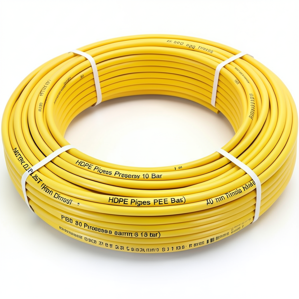 أنابيب HDPE PE 80 ضغط 10 بار قطر 40 مم سمك 3 مم لون أصفر | نيبروبلاست