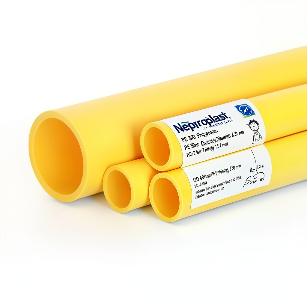 Neproplast HDPE Pipes PE 80 Pressure 3.2 Bar Outside Diameter 630 mm Thickness 15.4 mm Yellow | NEPROPLAST