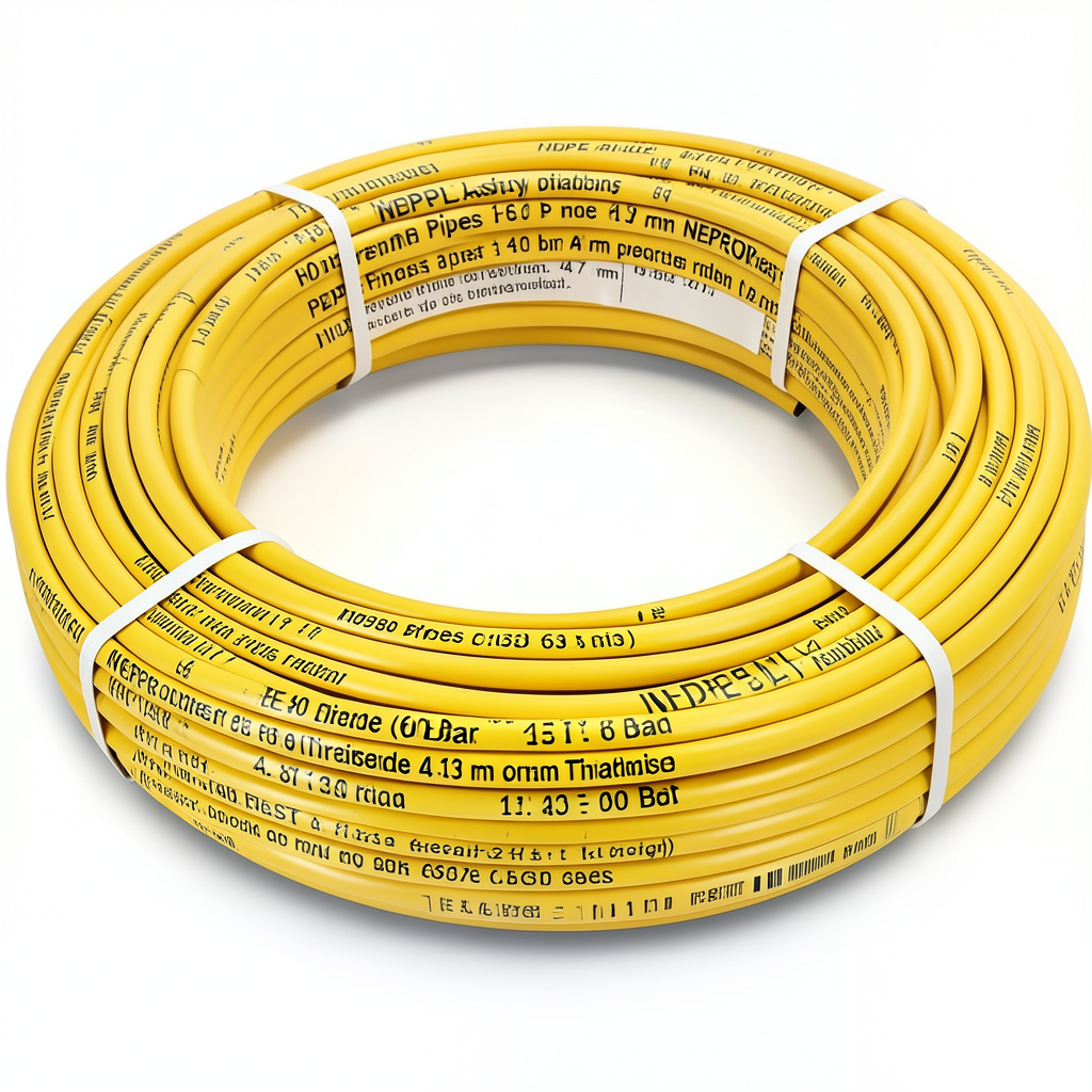HDPE Pipes PE 80 Pressure 10 Bar 63 mm Diameter 4.7 mm Thickness Yellow | NEPROPLAST