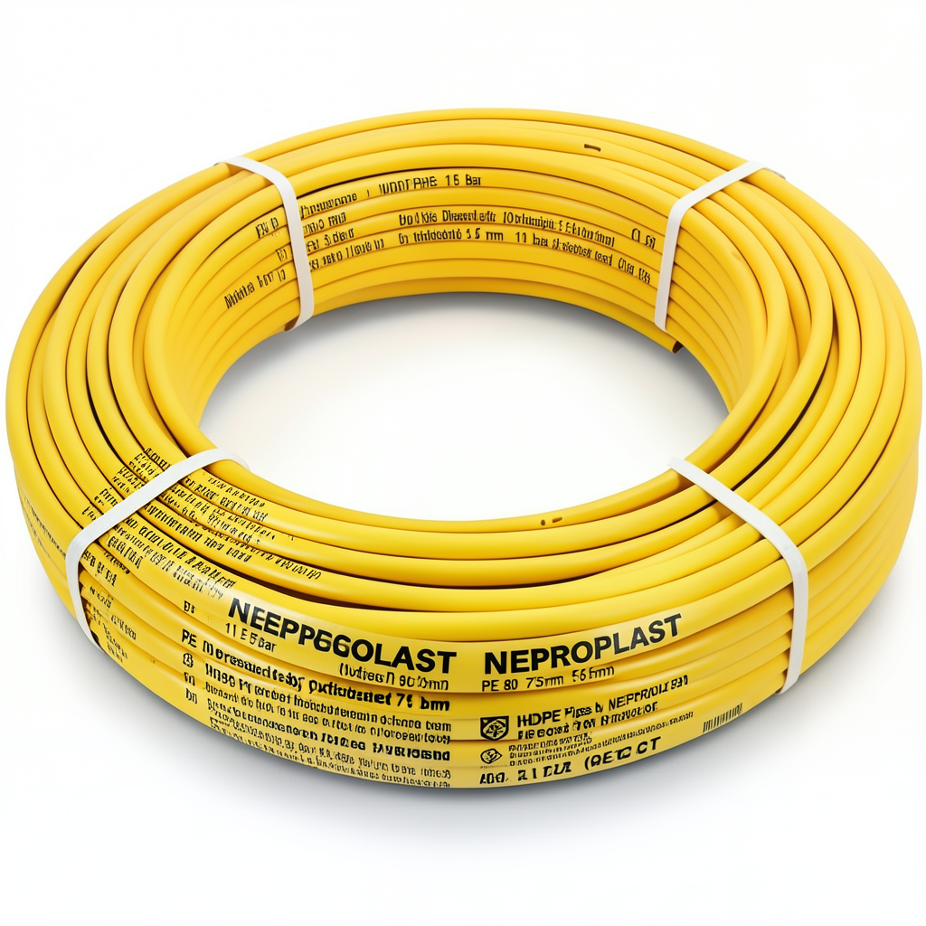 أنابيب HDPE PE 80 ضغط 10 بار قطر خارجي 75 مم سمك 5.6 مم لون أصفر | نيبروبلاست