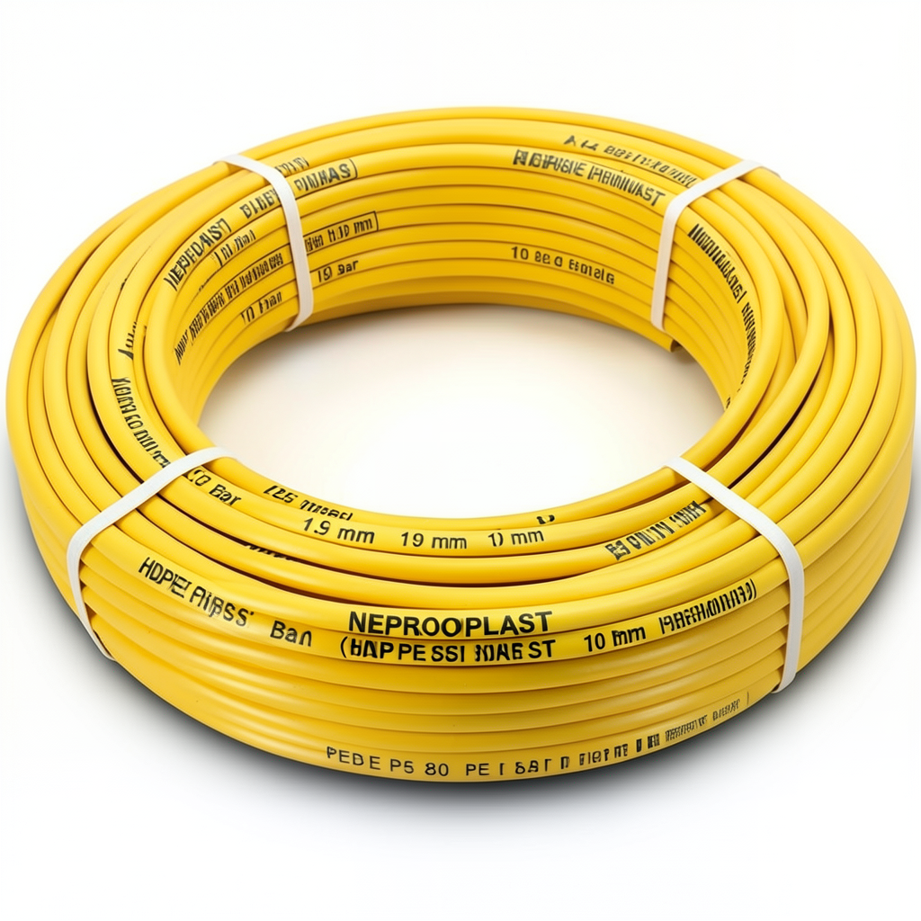 أنابيب HDPE PE 80 ضغط 10 بار قطر خارجي 25 مم سمك 1.9 مم لون أصفر | نيبروبلاست