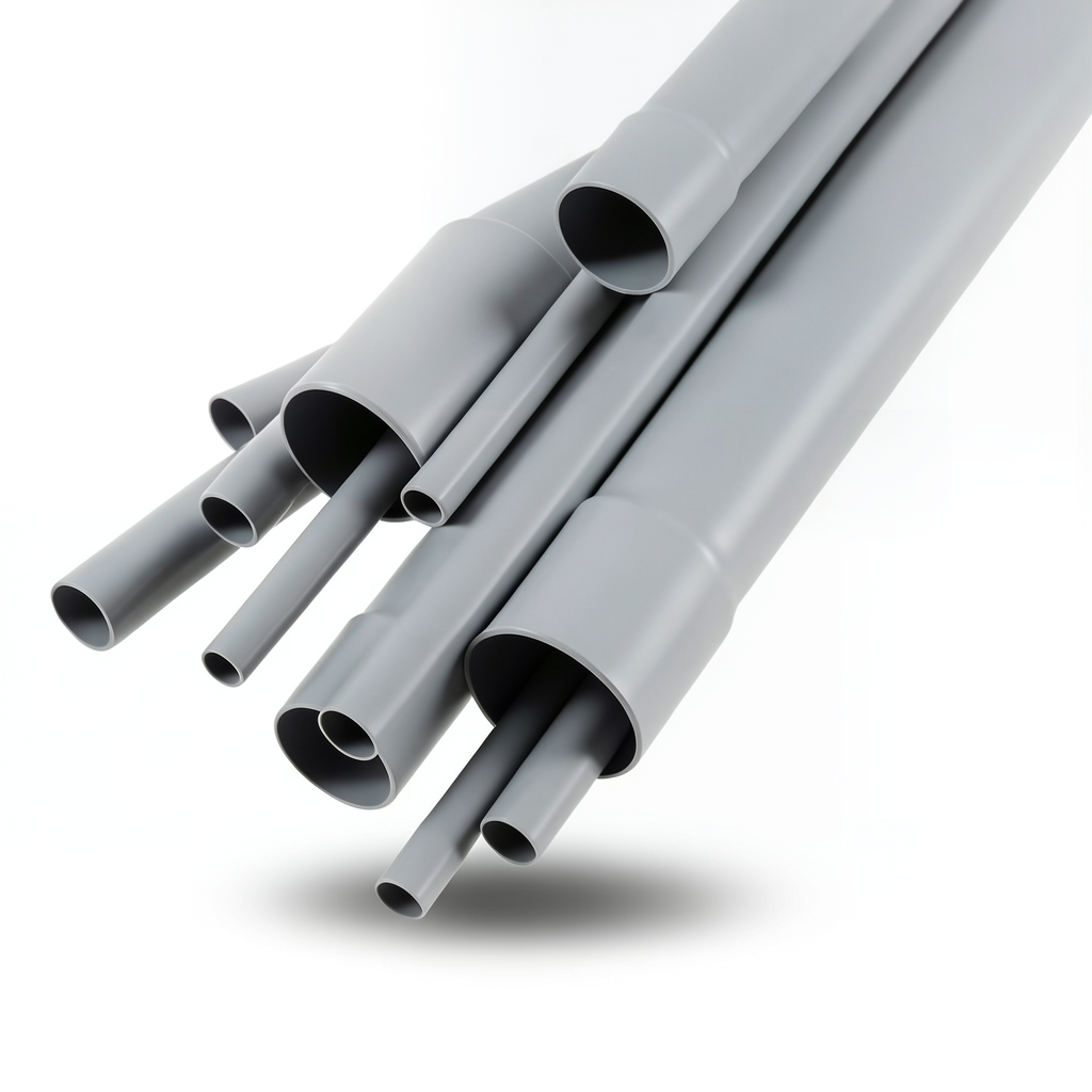 UPVC Pipes Nominal Pressure 10 Bar Outside Diameter 200 mm Thickness 9.6 mm Gray