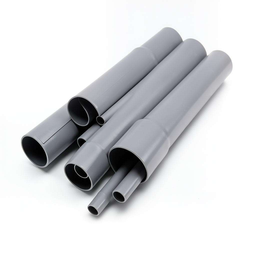 مواسير UPVC ضغط 10 بار قطر خارجي 250 مم سمك 11.9 مم لون رمادي