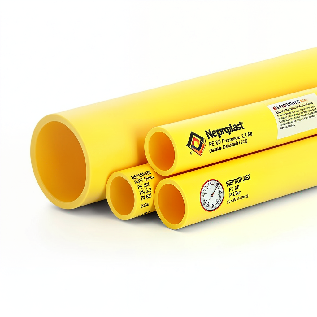 مواسير HDPE نيبروبلاست PE 80 ضغط 3.2 بار قطر خارجي 630 مم سمك 15.4 مم لون أصفر | نيبروبلاست