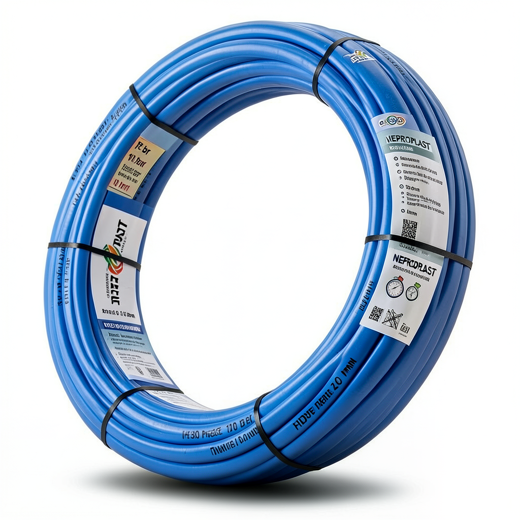 أنابيب HDPE PE 80 ضغط 10 بار قطر 20 مم سمك 1.8 مم أزرق | نيبروبلاست