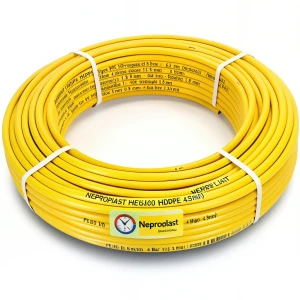 أنابيب HDPE نيبروبلاست PE 100 ضغط 4 بار قطر خارجي 63 مم سمك 1.8 مم لون أصفر | نيبروبلاست