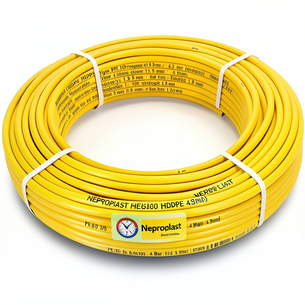 Neproplast HDPE Pipes PE 100 Pressure 4 Bar Outside Diameter 63 mm Thickness 1.8 mm Yellow | NEPROPLAST