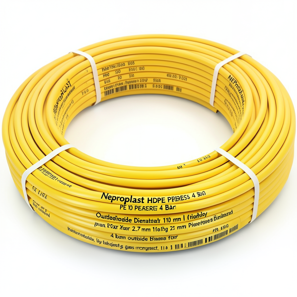 أنابيب HDPE نيبروبلاست PE 100 ضغط 4 بار قطر خارجي 110 مم سمك 2.7 مم لون أصفر | نيبروبلاست