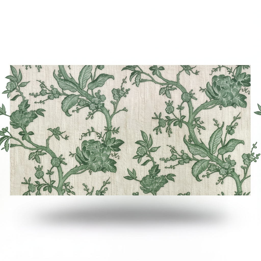 WallCovering Floral Design 10mx1.06m Green with Beige, Model 38005