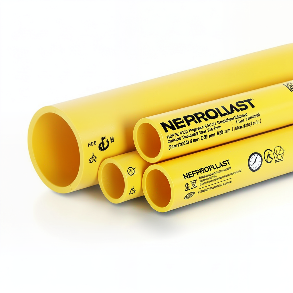 مواسير HDPE PE 100 ضغط 4 بار قطر خارجي 280 مم سمك 6.9 مم لون أصفر | نيبروبلاست