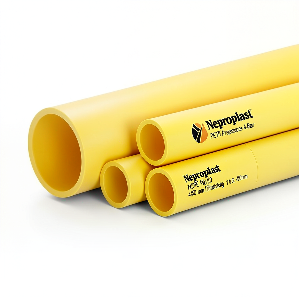 Neproplast HDPE Pipes PE 100 Pressure 4 Bar 450 mm Diameter 11.0 mm Thickness Yellow | NEPROPLAST