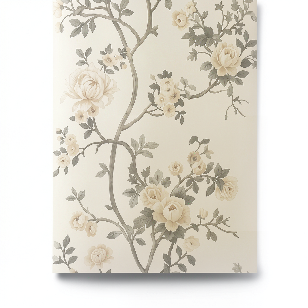 Italian Wallpaper Floral Design Light Beige, Size 10mx0.70m, Model 15007