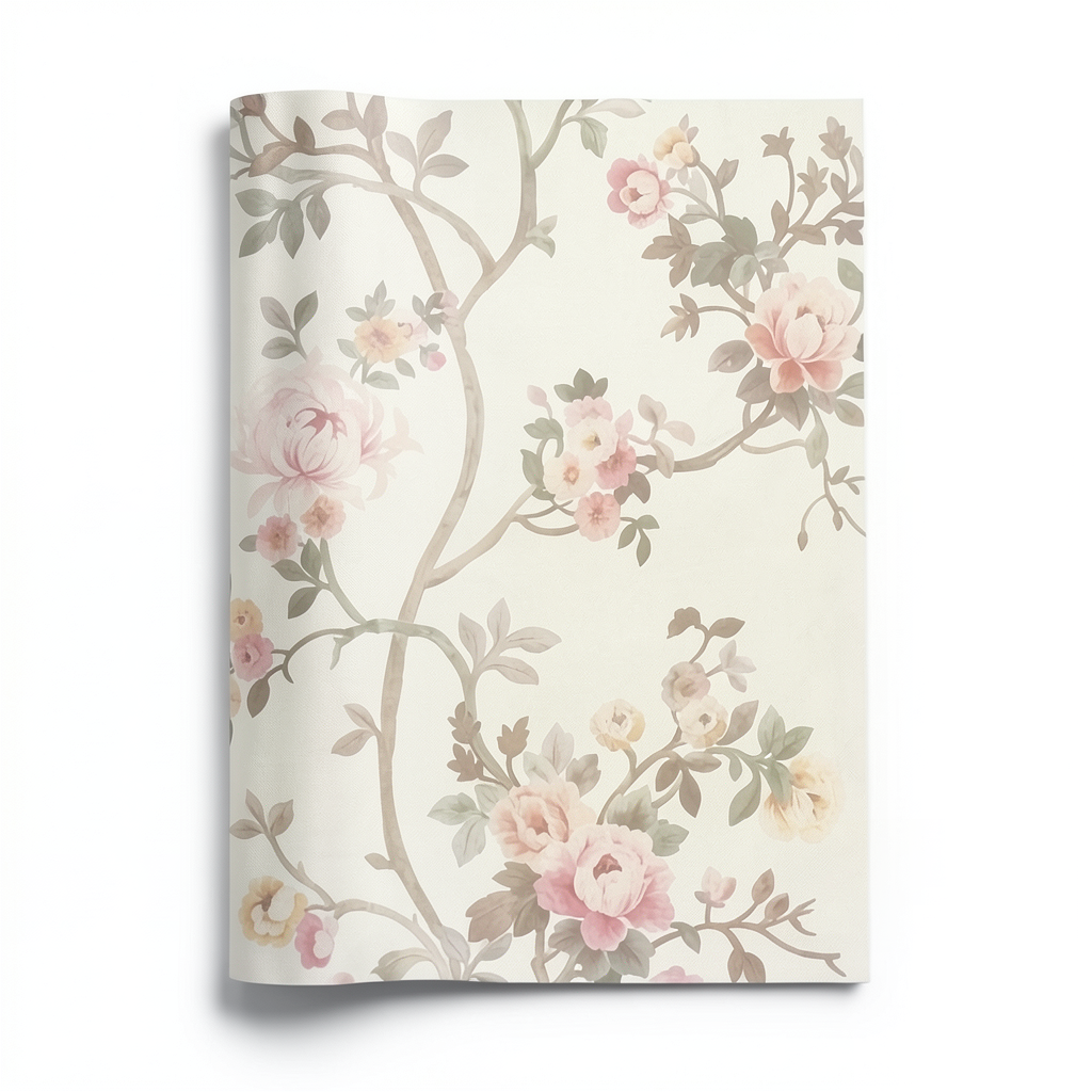 Italian Wallpaper Floral Design Light Beige, Size 10mx0.70m, Model 15001