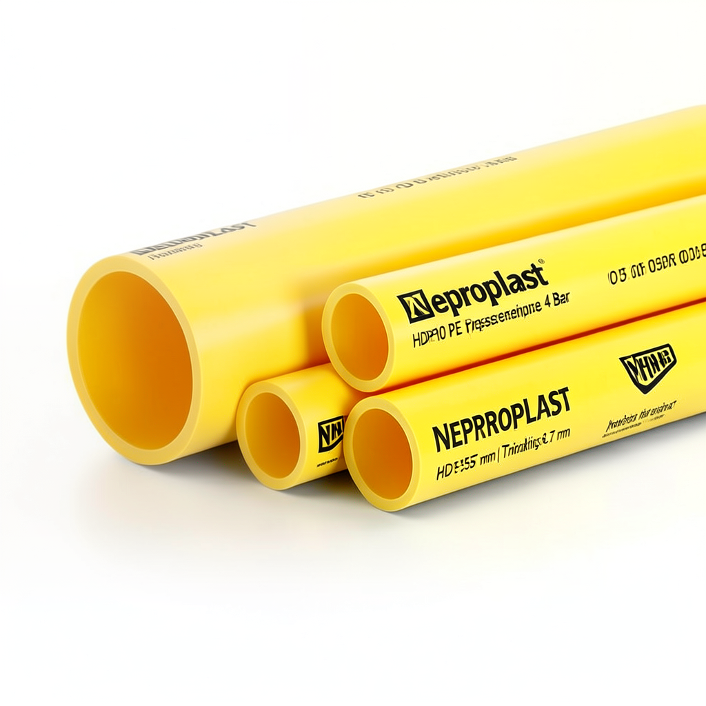 مواسير HDPE نيبروبلاست PE 100 ضغط 4 بار قطر خارجي 355 مم سمك 8.7 مم أصفر | نيبروبلاست