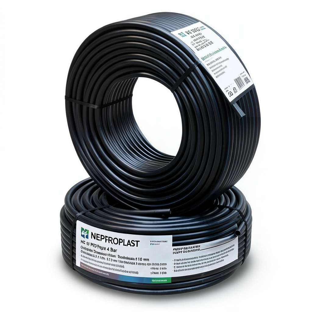 HDPE Pipes PE 100 Pressure 4 Bar Outside Diameter 110 mm Thickness 2.7 mm Black | NEPROPLAST