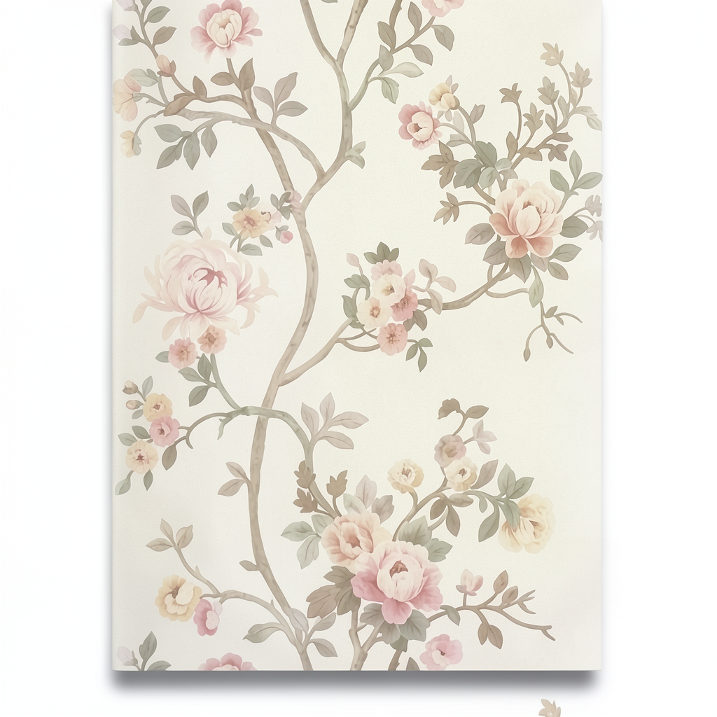Italian Wallpaper Floral Design Light Beige, Size 10mx0.70m, Model 15001