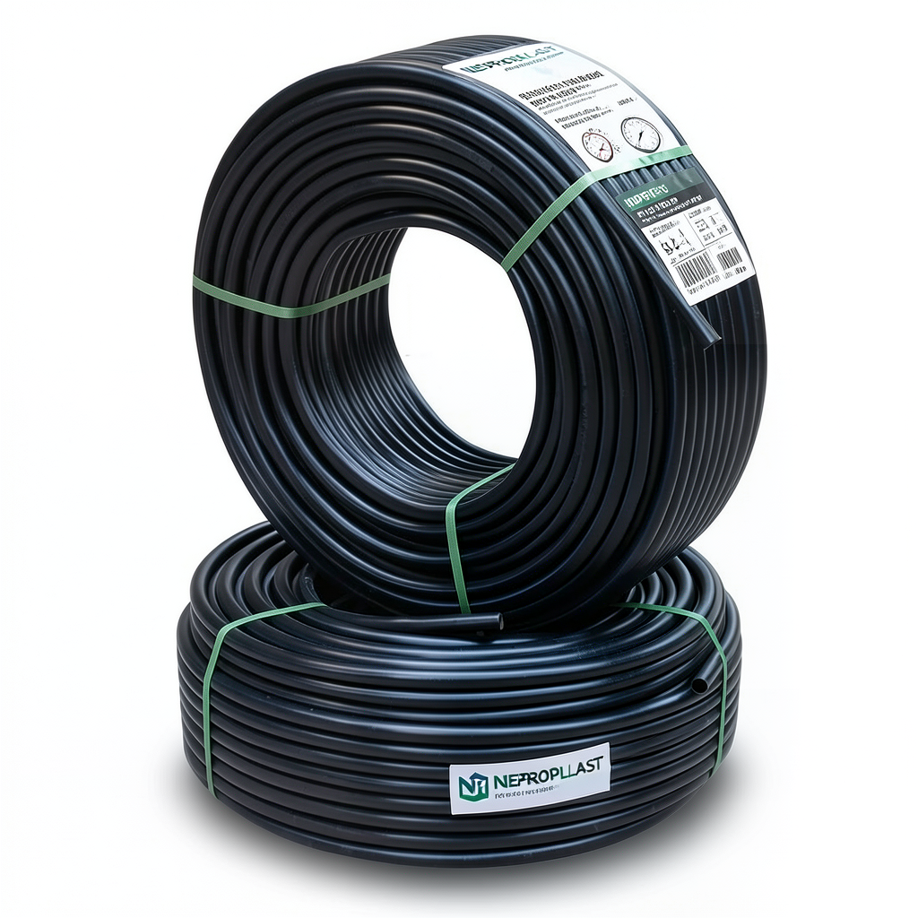 أنابيب HDPE PE 80 ضغط 3.2 بار قطر خارجي 110 مم سمك 2.7 مم لون اسود | نيبروبلاست