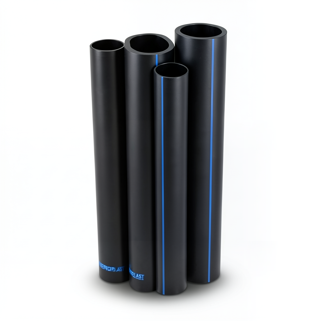مواسير HDPE PE 100 ضغط 4 بار قطر خارجي 180 مم سمك 4.4 مم لون اسود | نيبروبلاست
