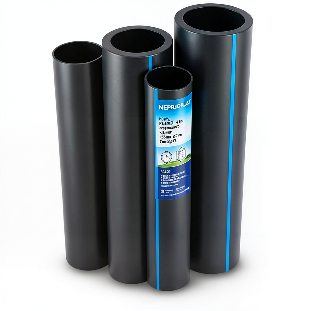 مواسير HDPE PE 100 ضغط 4 بار قطر خارجي 355 مم سمك 8.7 مم لون اسود | نيبروبلاست