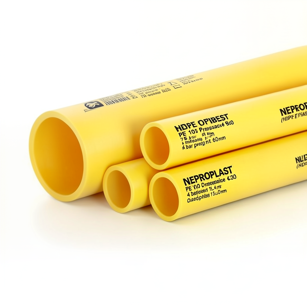 مواسير HDPE PE 100 ضغط 4 بار قطر خارجي 630 مم سمك 15.4 مم لون أصفر | نيبروبلاست