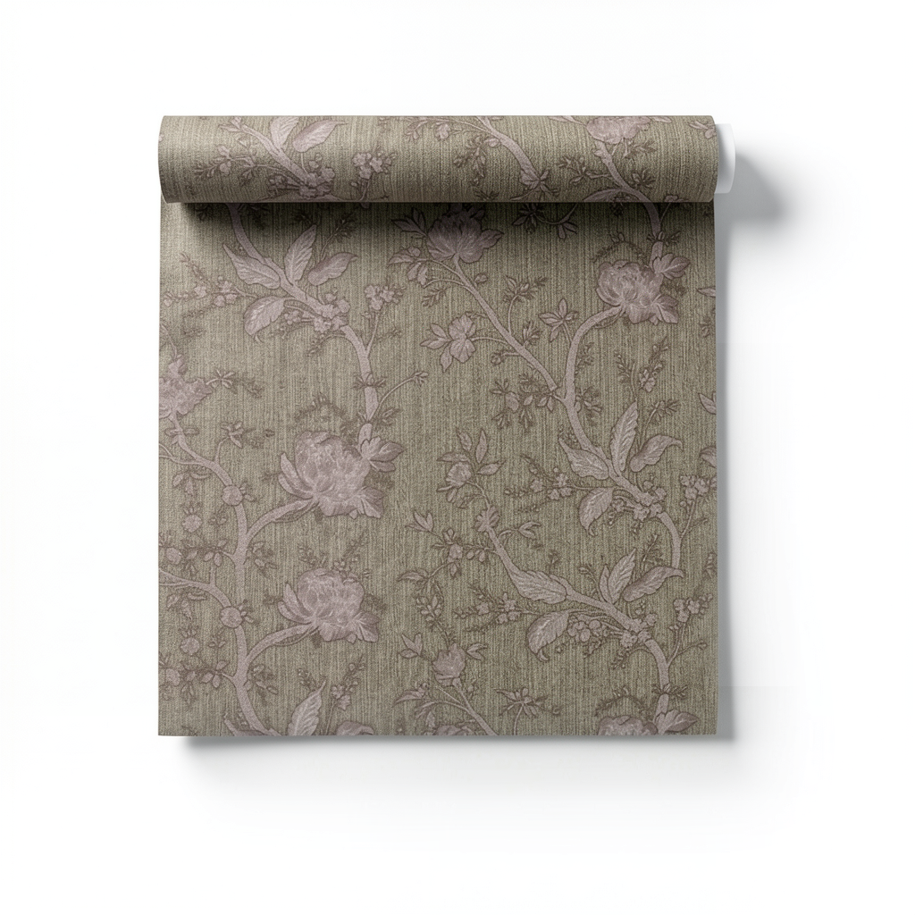 Italian Wallpaper Floral Design 10mx1.06m Dark Beige, Model 38008