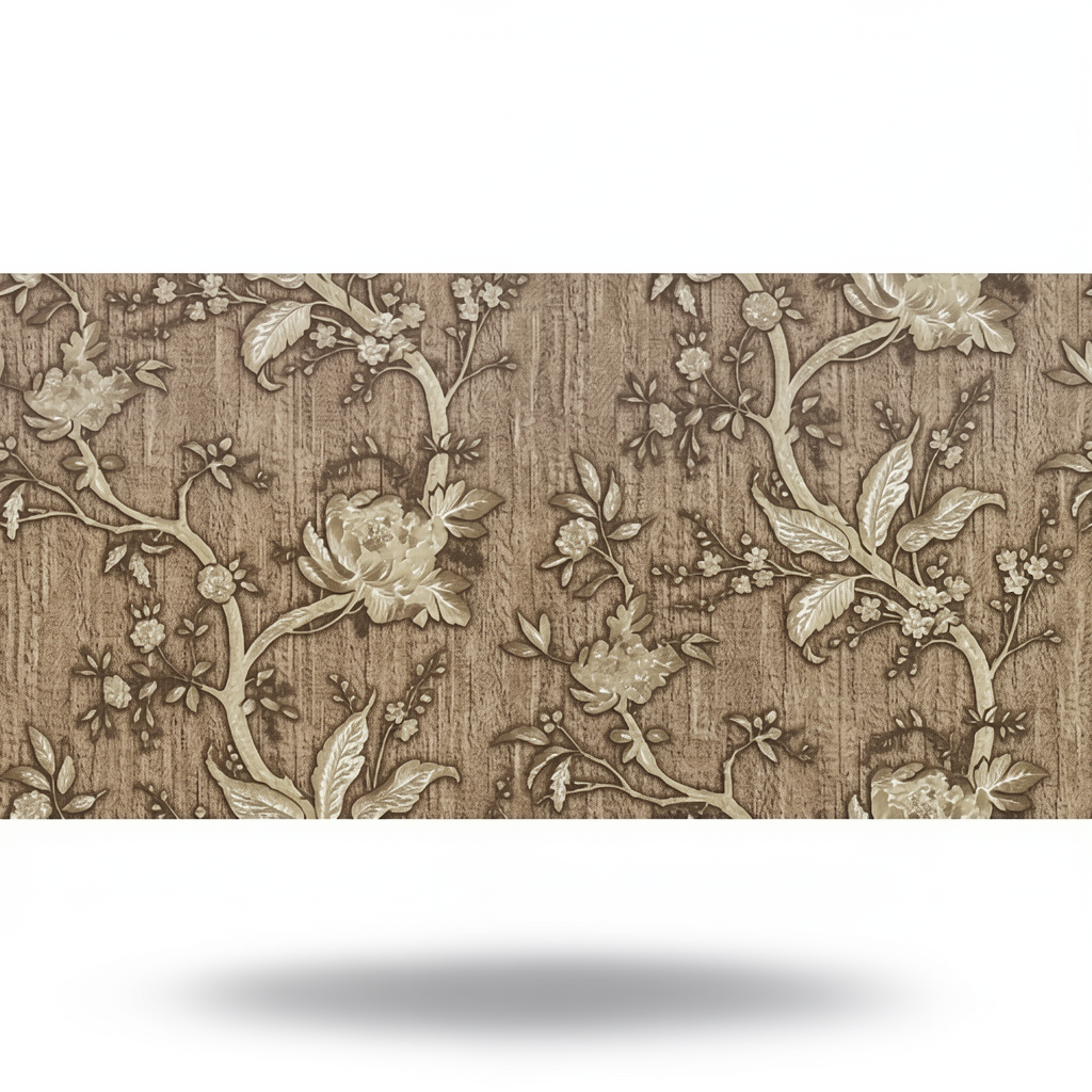 Italian Wallpaper Floral Design 10mx1.06m, Brown Color, Model 38011