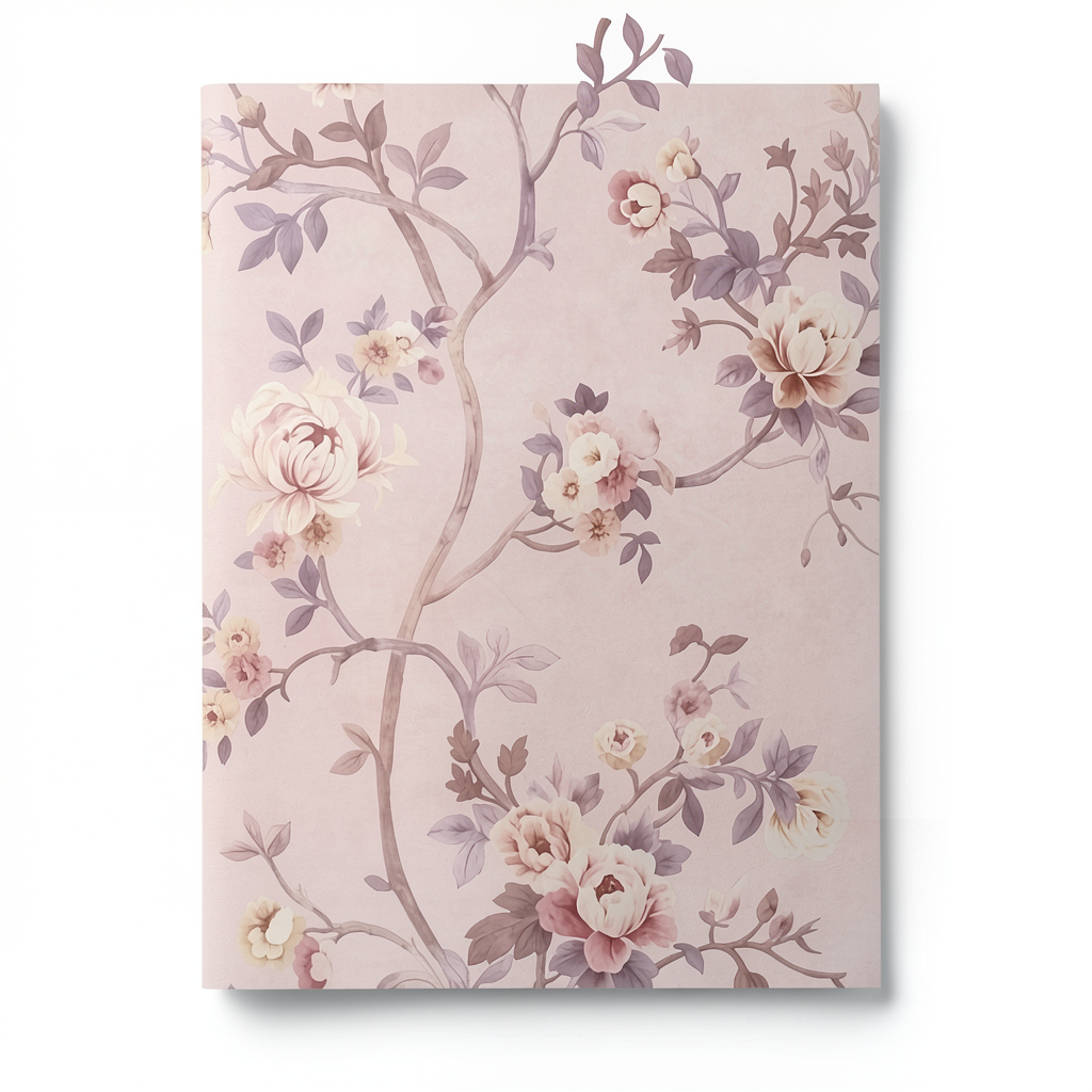 Italian Wallpaper Rose Color Floral Design, Size 10m x 0.70m, Model 15006