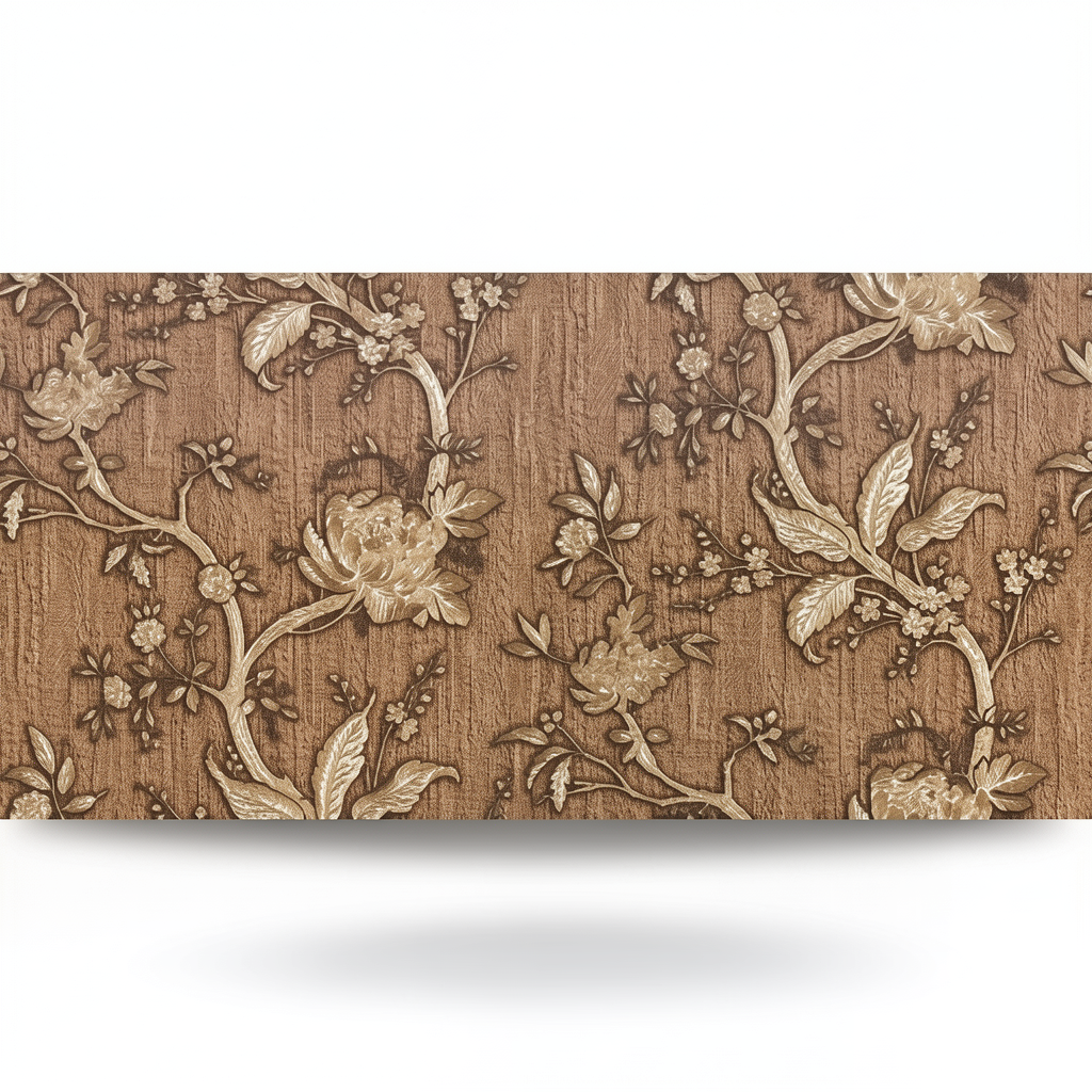 Italian Wallpaper Floral Design 10mx1.06m, Brown Color, Model 38011