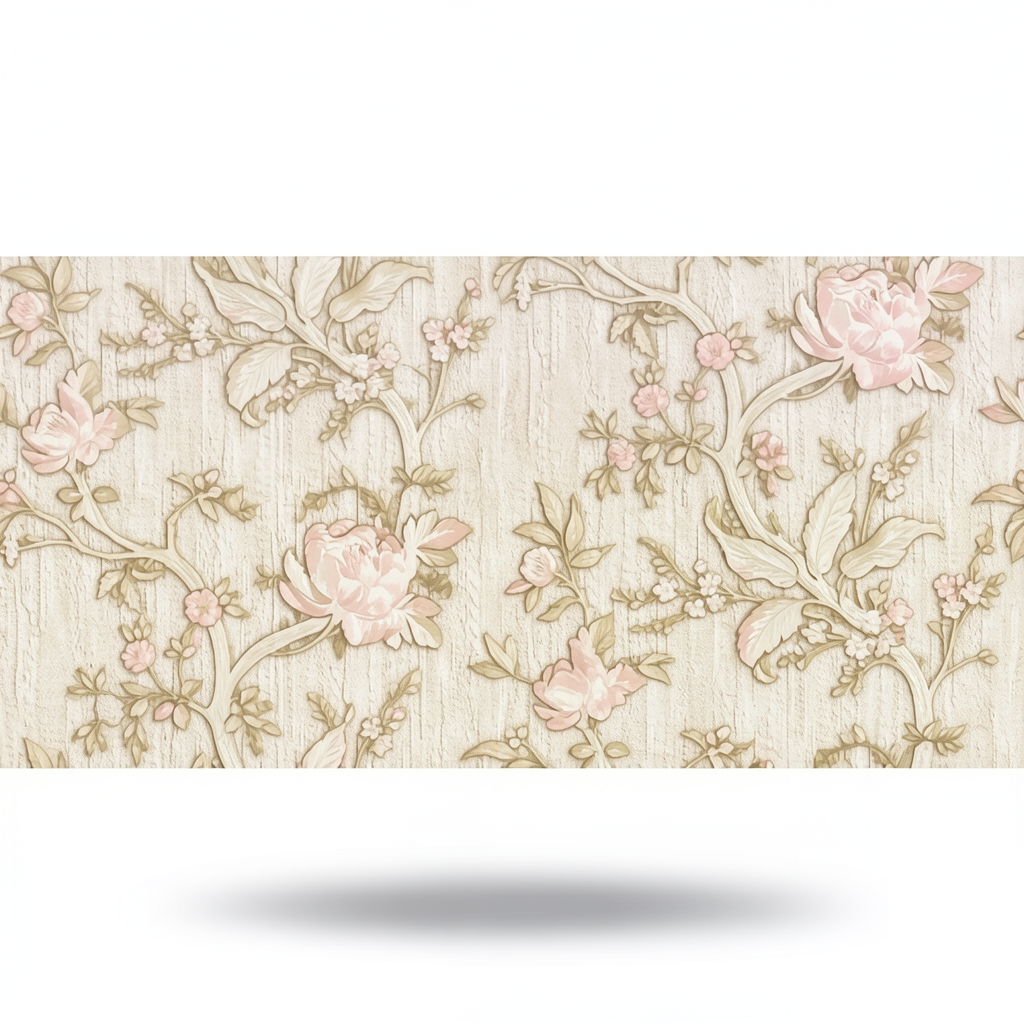 ورق جداري تصميم ورود مقاس 10 م×1.06 م، لون بيج، موديل 38010