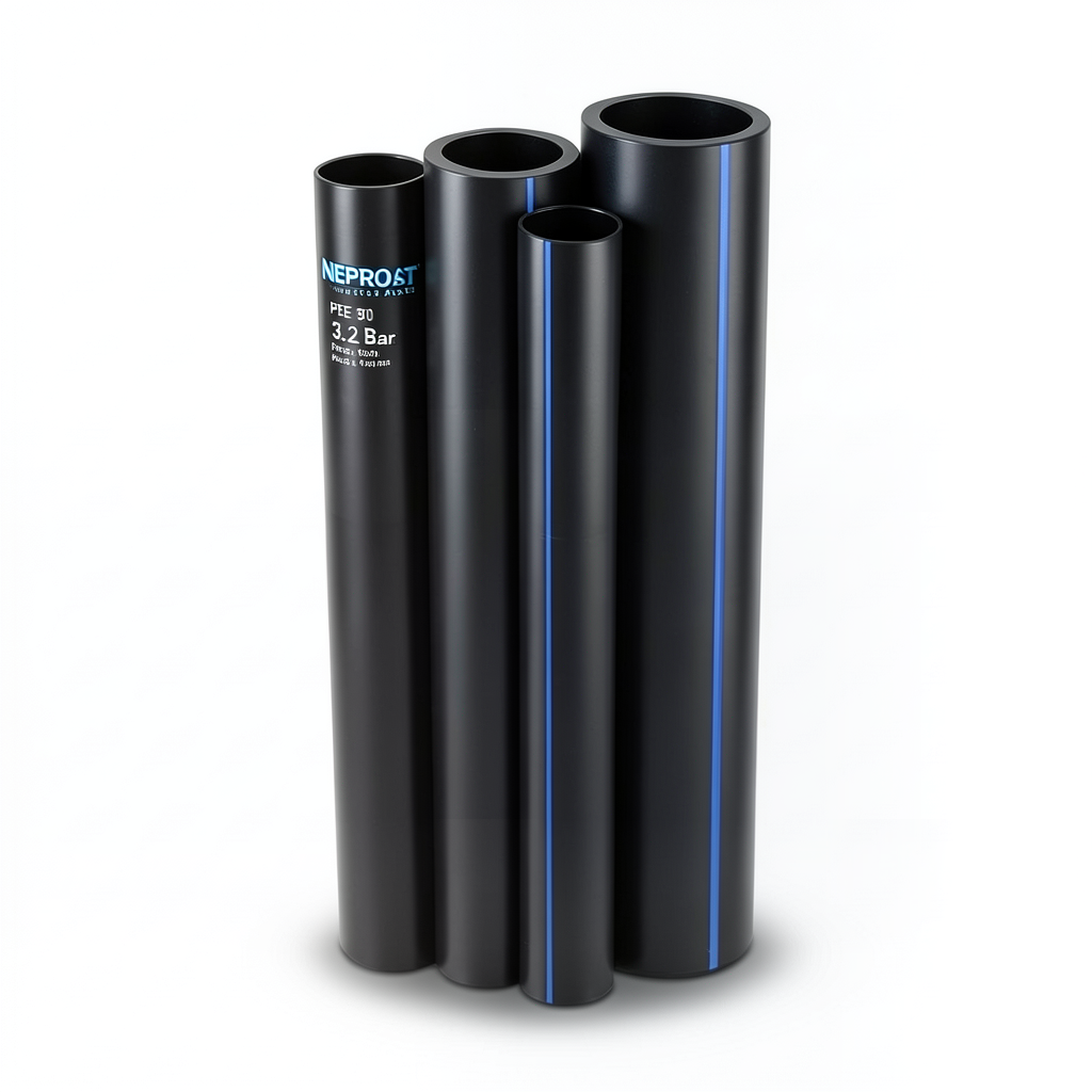 HDPE Pipes PE 80 Pressure 3.2 Bar Outside Diameter 180 mm Thickness 4.4 mm Black | NEPROPLAST