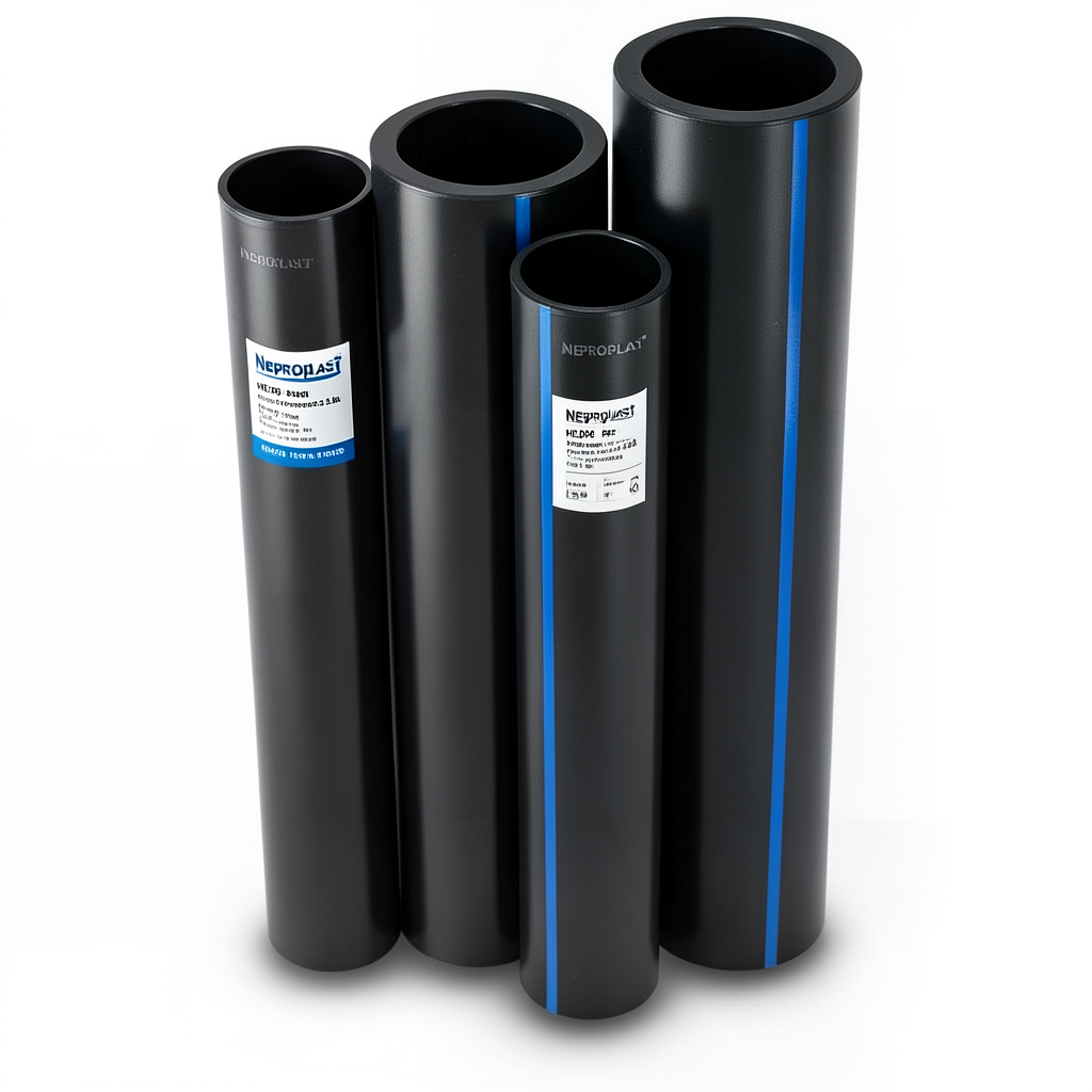 مواسير HDPE نيبروبلاست PE 80 ضغط 3.2 بار قطر خارجي 225 مم سمك 5.5 مم لون اسود | نيبروبلاست