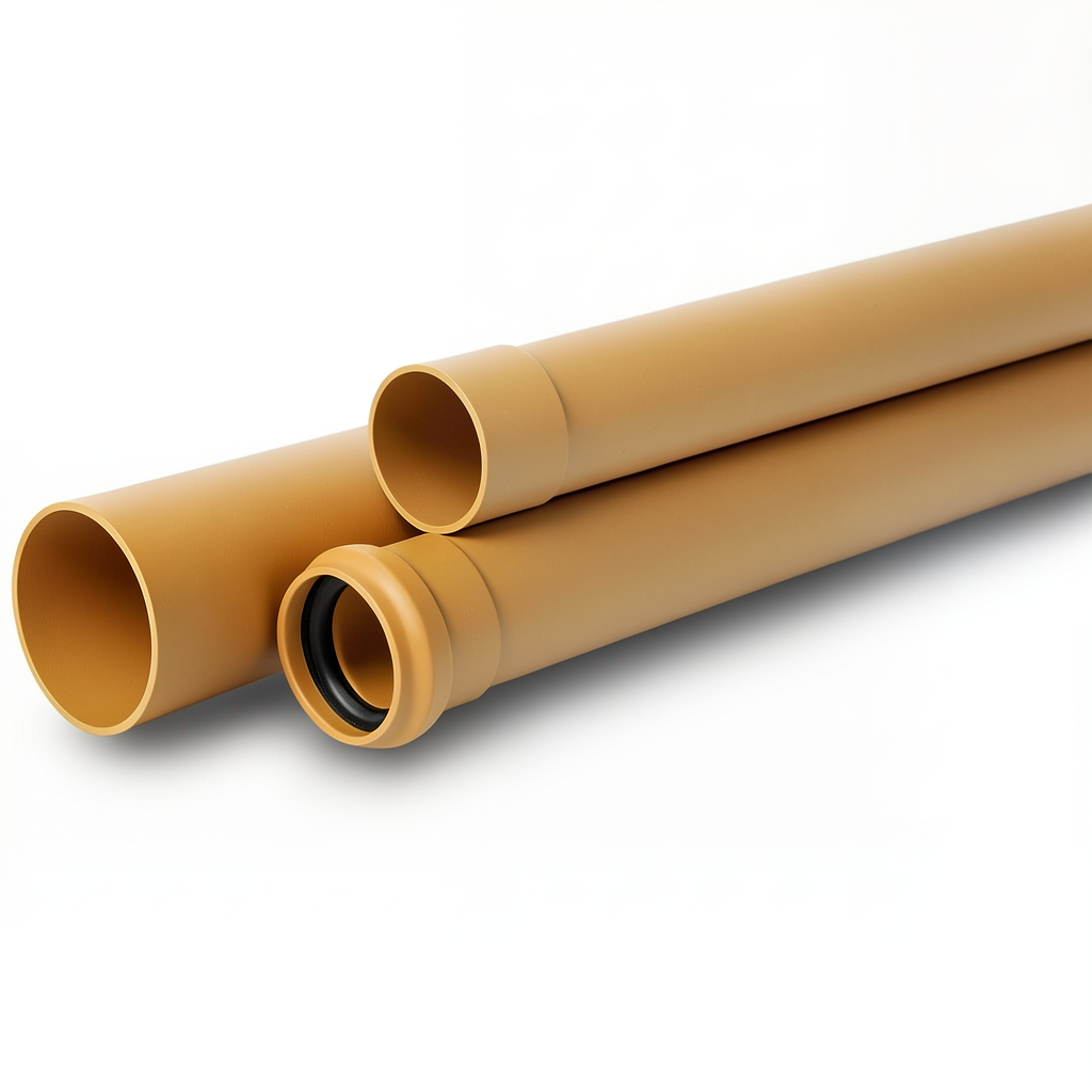 UPVC Pipes Outside Diameter 250 mm Thickness 6.1 mm Golden Brown