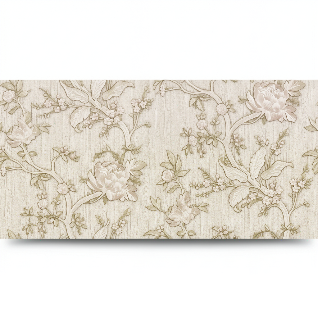 Wallpaper Floral Design 10mx1.06m Beige Color, Model 38010