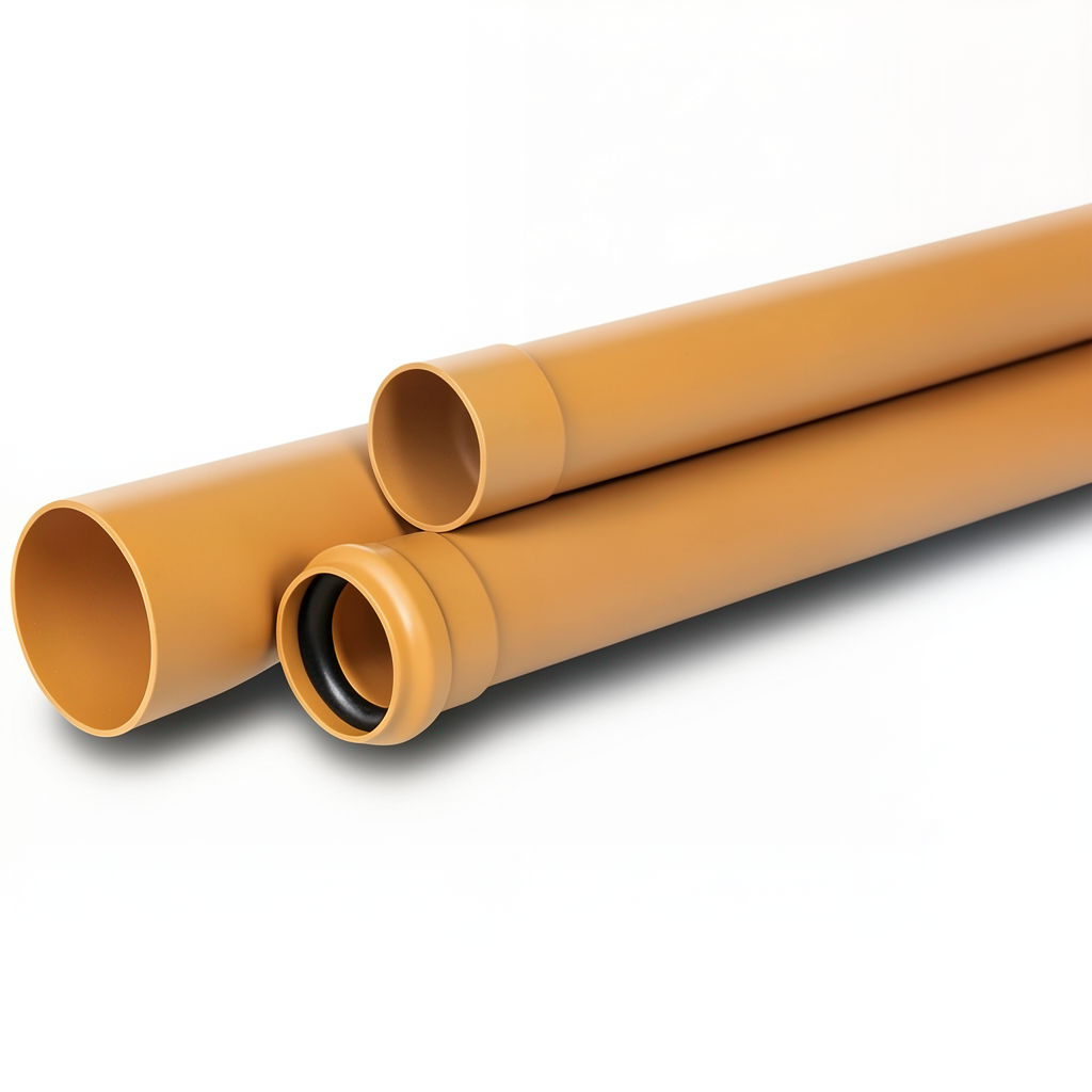 UPVC Pipes Outside Diameter 110 mm Thickness 3 mm Golden Brown
