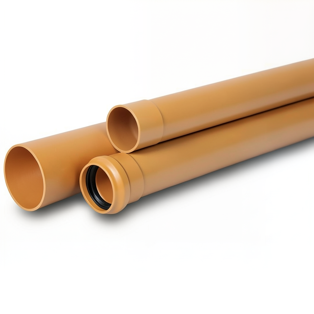 UPVC Pipes Outside Diameter 160 mm Thickness 3.6 mm Golden Brown